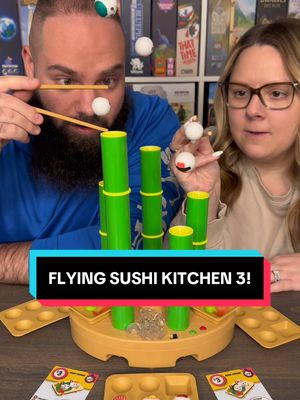 A post by @games4two on TikTok caption: Come Play Flying Sushi Kitchen With Us! #boardgames #gamenight #couple #fun 