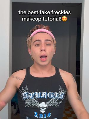 A post by @jadenbarba on TikTok caption: they turned out SOOOO GOOD! the BEST and ONLY fake freckles makeup tutorial you’ll ever need!!  @Pseudo Labs plz send me pr 😍 #makeup #meninmakeup #fakefreckles #tutorial #makeuptutorial #gay 