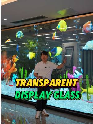 A post by @filmbase_smartfilm_leo on TikTok caption: The world's highest definition transparent display glass technology, do you want to know more? #ledglass #leddisplay #ledscreen #displayglass #ledfilm #transparentdisplay #ledscreen #3ddisplay #glassdisplay #filmbaseleo 