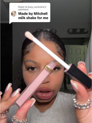 A post by @taylortimetv on TikTok caption: Replying to @kayy_exclusive light baby pink pigmented lipgloss series testing Made By Mitchell Millshake For Me versus Pink Chanel Lip Gloss🥤💕 