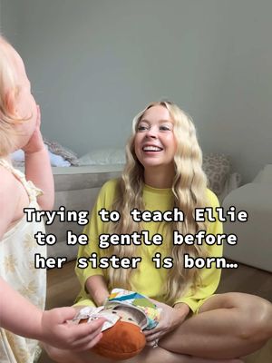 A post by @kayandtayofficial on TikTok caption: Not Ellie yelling at Kay’s belly at the end! 😂🤣 backstory ::: Kay and I were playing with Ellie in Bug’s room, because we finally got a lot of the mess removed (and also we were trying to wait for Ellie to get tired because it was her nap time)! We were playing with Ellie’s baby doll, made out of Kay’s Gigi’s old clothes, because we are trying to get Ellie used to being gentle to babies for when little bug is born! It’s so funny because sometimes Ellie is so gentle and whispers around the baby, and then other times she just throws it around! 😂 obviously Ellie will be more gentle with the actual baby when she gets here! Ellie was in such an energetic mood, and was running all around the room in excitement! I can’t wait for her to finally meet her baby sister! I think they are going to be best friends, and it’s going to be amazing watching them grow up together! 🥹 #kayandtayofficial #couples #relationships #pregnant #postpartum 