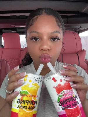 A post by @taylortimetv on TikTok caption: Should we make trying new foods a series ? Taylortimetv trying popping Boba juice drink for the first time 🥤❤️ #boba #tastetest #drinktok #eatingasmr #foodfinds #mukbangasmr #eatwithme #bubbletea #tryingnewfoods #asianfood #asiansnacks #poppingboba 