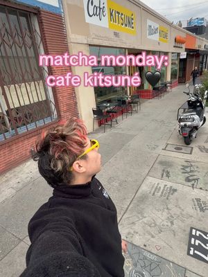 A post by @jadenbarba on TikTok caption: #matchamonday what do you think?? where should i go next week?? @Café Kitsuné 🍵 #matcha #losangelescafe #silverlakecafe #matchacafe #coffeetiktok #coffee 
