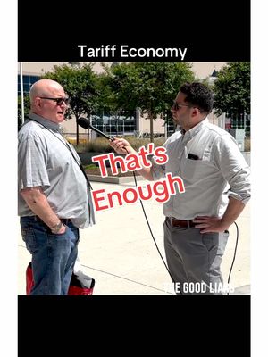 A post by @thegoodliars on TikTok caption: Talking about the economy at the NRA conveniton. #fyp #interview #economy #hm #stockmarket 