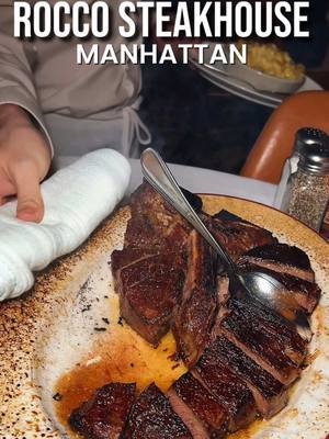 A post by @drinklinknyc on TikTok caption: Rocco Steakhouse - Sometimes you want a more elevate feel for happy hour, and @roccosteakhouse has exactly that! Rocco Steakhouse ° 106 E 57th Street 10022 @roccosteakhouse is a classic New York City steakhouse, with such a great happy hour deal. With $14 martinis ( and we know steakhouses have the best drinks) lamb chops, filet mignon skewers, mini crab cakes, oysters and more; you can get the steakhouse experience on a budget. We cudnt stop by and not get a steak, and the porterhouse was truly 5 stars (I would eat all by myself if I could ) Great spot to pop in after work Definately a spot to check out. #nyc #nycrestaurants #nyceats #nycthingstodo #nychappyhour #nycsteakhouse 