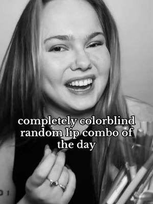 A post by @natashac44 on TikTok caption: How do the random lip combo colors look?? natashacaudill on ig 💋 #Achromatopsia #Colorblind #Blind #Lip #LipCombo #Accessibility #Beauty #Makeup #RandomLipCombo #ForYou #FYP 