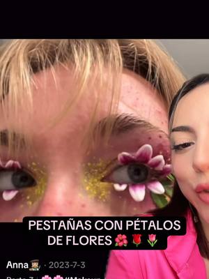 A post by @cande.copello on TikTok caption: Hoy probamos hacer pestañas con pétalos de flores 🌺🌸 con la nueva línea Majestic de Teu & Bany #makeuphacks #makeup #maquillaje ib @Anna👩🏼‍🎨 