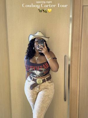 A post by @thequeenofatlanta on TikTok caption: I might’ve not ate but i definitely chewed 🤏🏽  #cowboycarter #cowboycarterlosangeles #beyonce #beyhive #fyp 