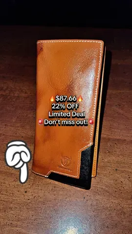 A post by @ on TikTok caption: Need a wallet that actually keeps up with you? ⚡️ This Bullcaptain long wallet is built from vintage cowhide leather ⚡️ Clean patchwork design, tons of space for cards & cash, even a zipper pocket. Looks 🔥, feels even better. Perfect for the daily grind or business flex. Worth every penny. #Bullcaptain #WalletReview #MensAccessories #EverydayCarry #MensStyle #TikTokFinds #GiftForHim #EDCgear #LeatherGoods #MensFashion #DailyEssentials #WalletCheck #VintageVibes #CapCutMadeMeBuyIt 