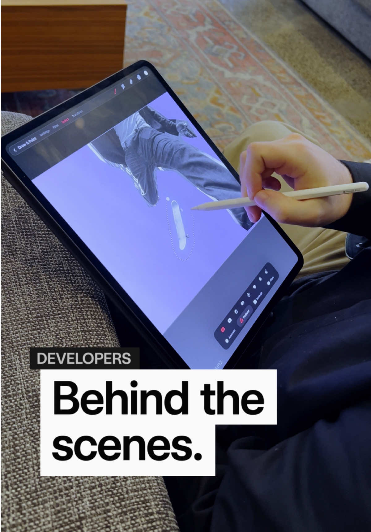 A post by @procreate on TikTok caption: A sneaky look at where Lasso is at #ProcreateDreams #BehindTheScenes