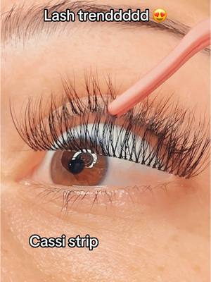 A post by @eyeshinecosmetics on TikTok caption: Cassi strip lash trend #lashtrend #striplashes 