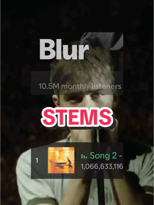 A post by @llusionmusic on TikTok caption: stems of songs: Song 2 by Blur (1997) 🎧 what song next?? #stems  #fyp #llusionmusic #blur #song2 #gorillaz #damonalbarn 