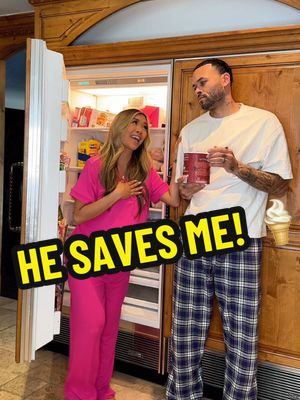 A post by @lianev on TikTok caption: He always saves me 😅🍦  #comedy #pregnant #mom