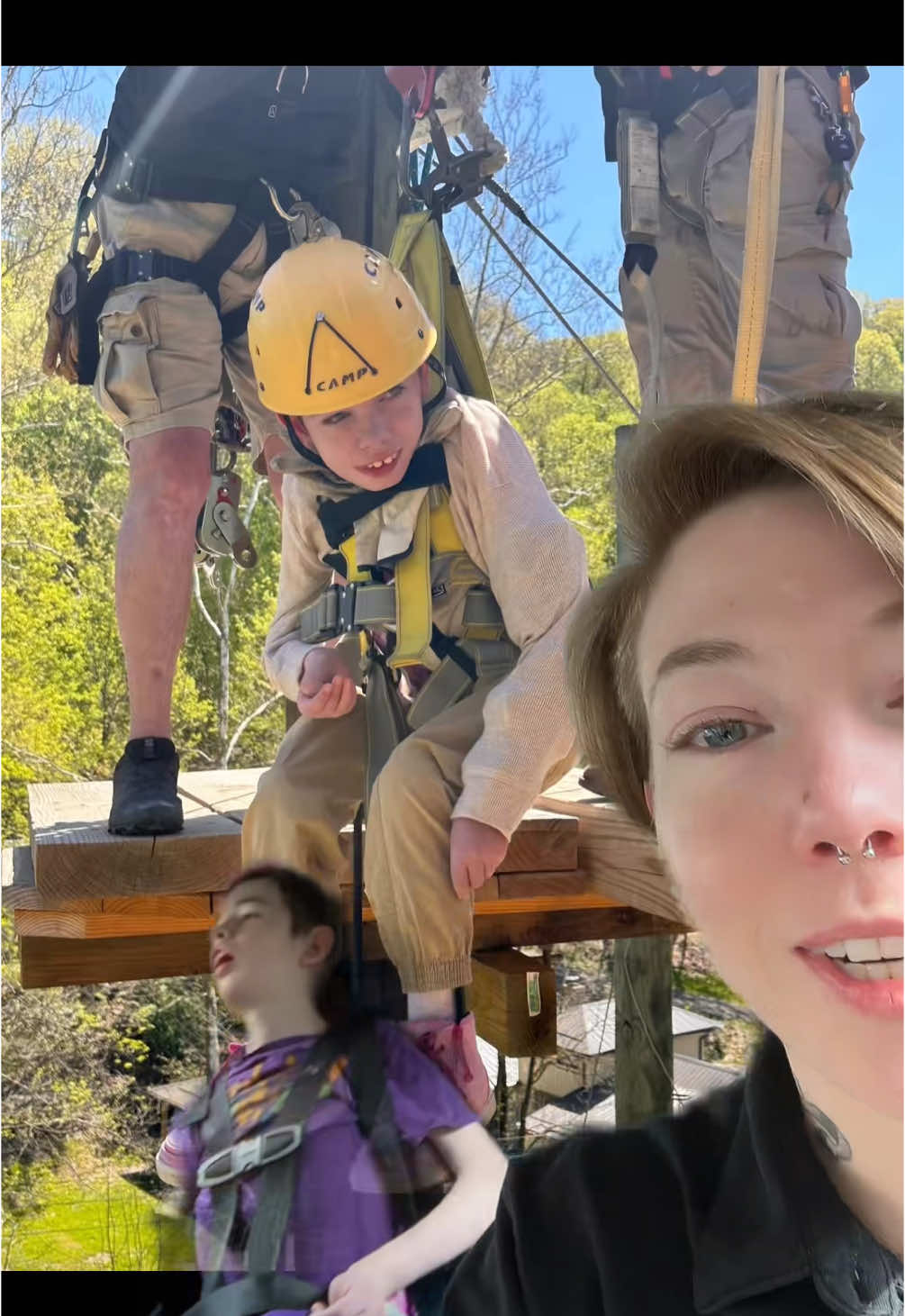 A post by @macmayhem on TikTok caption: They put Goonie on a #zipline ! #wheelchairsintheair #fyp #specialneeds #adventure #flying #teenager #lgbtqia 