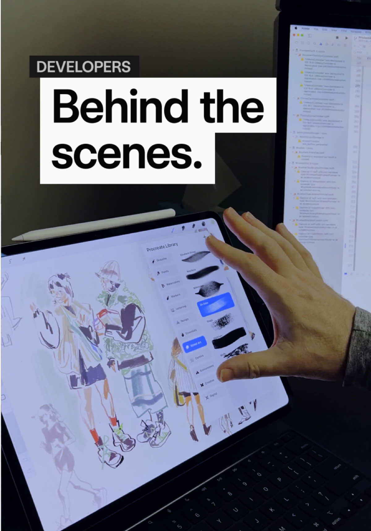 A post by @procreate on TikTok caption: Making the new brush libraries pretty… prettier #Procreate #BehindTheScenes
