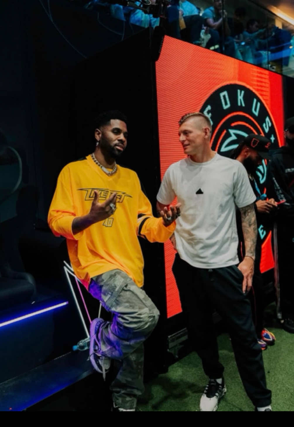 A post by @toni.kr8s on TikTok caption: Thank u @Jason Derulo for your visit @TheIconLeague ⚽️🎤🕺