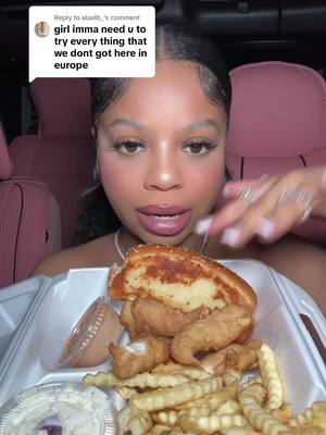 A post by @taylortimetv on TikTok caption: Replying to @alaelb_ we need milkshakes @Raising Cane's taste test raining canes nake tenders 🐓❤️  #raisingcanes #chicken #asmrfood #mukbangasmr #eatwithme #tastetest #foodietiktok 