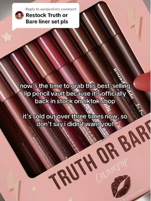 A post by @colourpopco on TikTok caption: Replying to @aurajunkie Get 10 of our most ICONIC neutral Lippie Pencil shades! 💖✨ Super pigmented for bold color and clean lines - your perfect pout starts here! 💋 #ColourPop #lipcombo #Lippiepencil #Lippencil #lipliner #TikTokShop