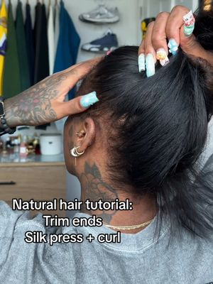 A post by @laurasiaandrea on TikTok caption: Trimming my ends at home and bringing my hair back to life! My #3c4ahair needed some TLC so why not add a #silkpress and #curl to the list 👽🥲 If your looking for a 1” flat iron to straighten and also curl your natural hair, then check out Red by kiss 1” designer series at ivyusa.com and use my code “LAURA15” for 15% off! Stay tuned, enjoy xoxo Mama fairyy 🧚🏾‍♀️🤞🏾@IVY Beauty  Products used: Ouai leave in conditioner  Design essentials HCO leave in  Hi-key heat protectant spray  Red by kiss 1” designer series flatiron Isoplus super hold reversion resistant spritz #laurasiaandrea #laurasia #laurasia_yt #laurasiaandreapcos #explore #fyp #blackgirl #5k #viral #hairtok #silkpress #silkpressnaturalhair #3c4ahair #finehair #thinhair #naturalhair #pcosfighter #pcosawareness #pcosweightloss #pcos #RedByKiss #myredbykiss #DesignerSeries #FlatIron #SleekHair #HairTouchUp #EffortlessStyle #StraightHair #SmoothAndShiny #HairCareEssentials #GalaxyVibes #CeramicPerfection 