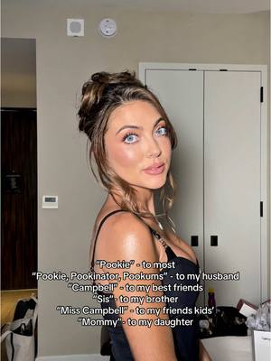 A post by @campbellhuntpuckett on TikTok caption: Used to not like my name Campbell growing up, now I love it♥️ thx mom #love #trend #pookie 