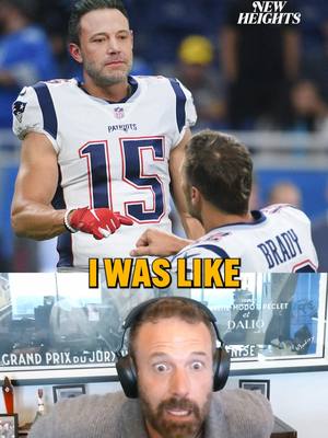 A post by @newheightshow on TikTok caption: Ben Affleck played in a Super Bowl with Tom Brady … sort of NEW EPISODE OUT NOW!!! Link in bio 