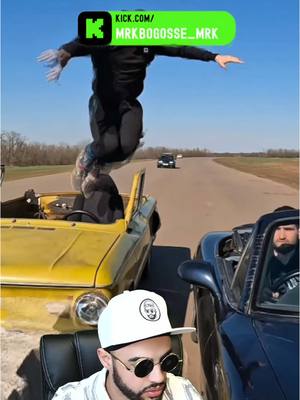 A post by @mrkbogosse on TikTok caption: Le mec c’est un kangourou 🤣 la prise de risque est énorme 😱 ##kick##kickstream##live##fyp##kicklive##voiture