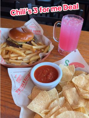 A post by @thelavelleshow on TikTok caption: #ChilisPartner All of this for $10.99 friend? Yeah, run to @Chili’s Grill & Bar for their 3 for me deal #chilis #ChilisbigQP #Mealdeal #Thelavelleshow 