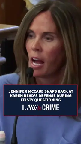 A post by @lawandcrime on TikTok caption: WATCH: Jennifer McCabe continued to be questioned by Karen Read’s defense on Wednesday afternoon where things continued to be heated between McCabe and Read’s attorney when he was asking for specific details from the night John O’Keefe was found dead. McCabe quickly cut off and snapped at Read’s attorney defending herself and her statements from the last trial and that horrifying night. #KarenReadTrial #KarenRead #LawandCrime #Court #Courtoom #TrueCrime #truecrimecommunity #murder #lawyers #attorney #livetrial