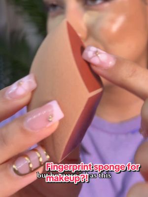 A post by @jazmin_c3 on TikTok caption: Let’s try out this unique sponge from @realtechniques 🤨✨ #fingerprintsponge #fingermakeup 