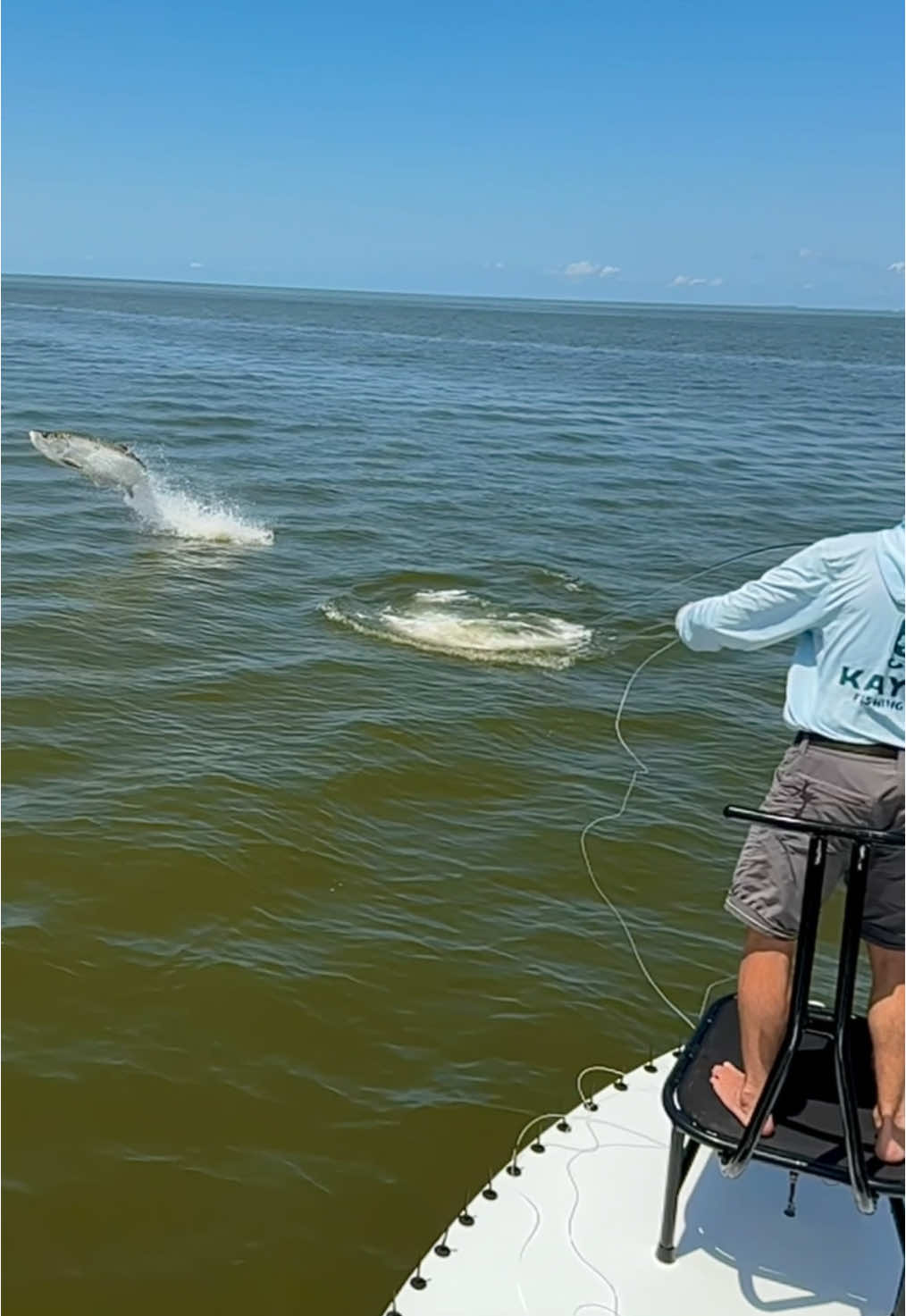 A post by @simmsfishing on TikTok caption: Slow and steady starts the race. #SlideIt #ProudGuide #FishItWell  🎥: @capt_treymikell #SimmsFishing #Tarpon #StripSet #FlyFishing #Tarpon #TarponFishing #FishTok #FYP #ForYourPage 