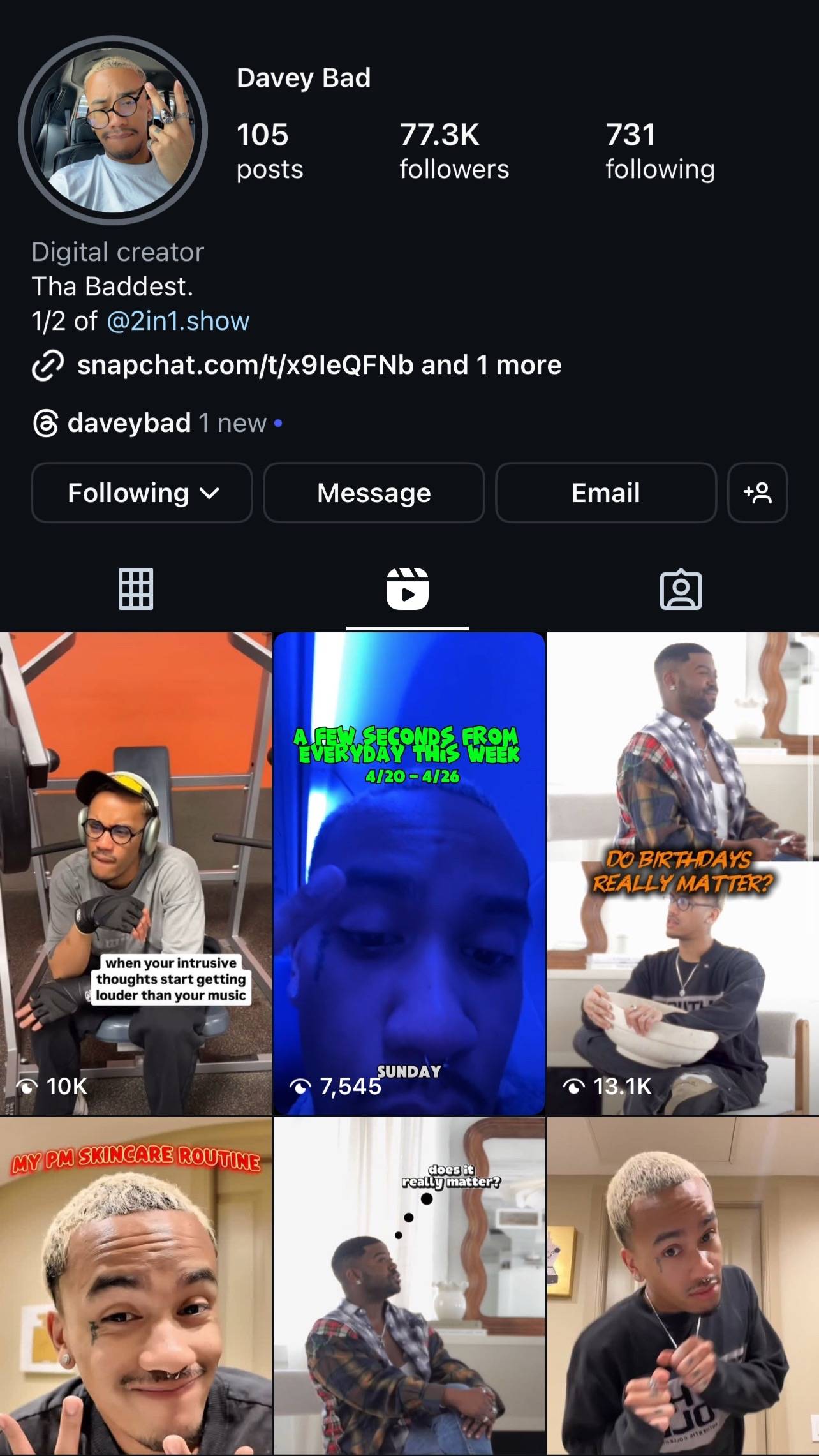 A post by @daveybad on TikTok caption: fmoig for exclusive reels: @daveybad 