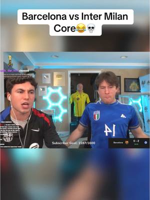A post by @devincaherly on TikTok caption: Things got wild 😂 #devincaherly #devinanddylan #Barcelona #interMilan #football #UCL #reaction 