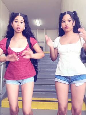 A post by @aleyahandaleysha on TikTok caption: school air got to the hair😓#twinsisters #longhair #curlyhairroutine 