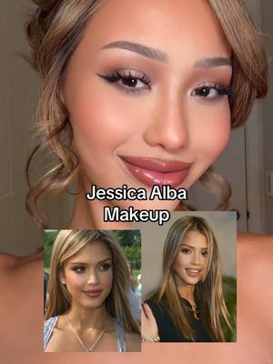 A post by @taontm on TikTok caption: Recreating Jessica Alba makeup ✨🤎 #jessicaalba #makeup #90smakeup