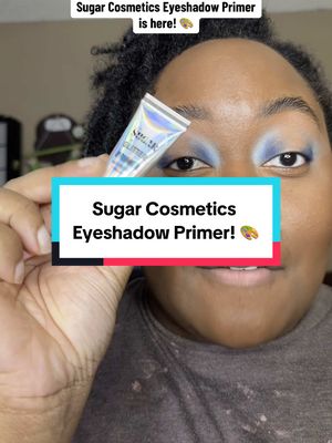 A post by @kbmakeupme24 on TikTok caption: @SUGARCOSMETICS Eyeshadow primer is finally here & she’s amazing! I used my shade LOLLIPOP on the lids as well 💙  Both available on TikTok shop!  #fyp #foryoupage #viral #makeup #makeuptutorial #eyeshadow #glitter 