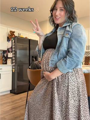 A post by @mrs.woolleyin5th on TikTok caption: 22 Weeks! ✨🩵🥹 #baby #pregnancy #22weekspregnant #22weeks 