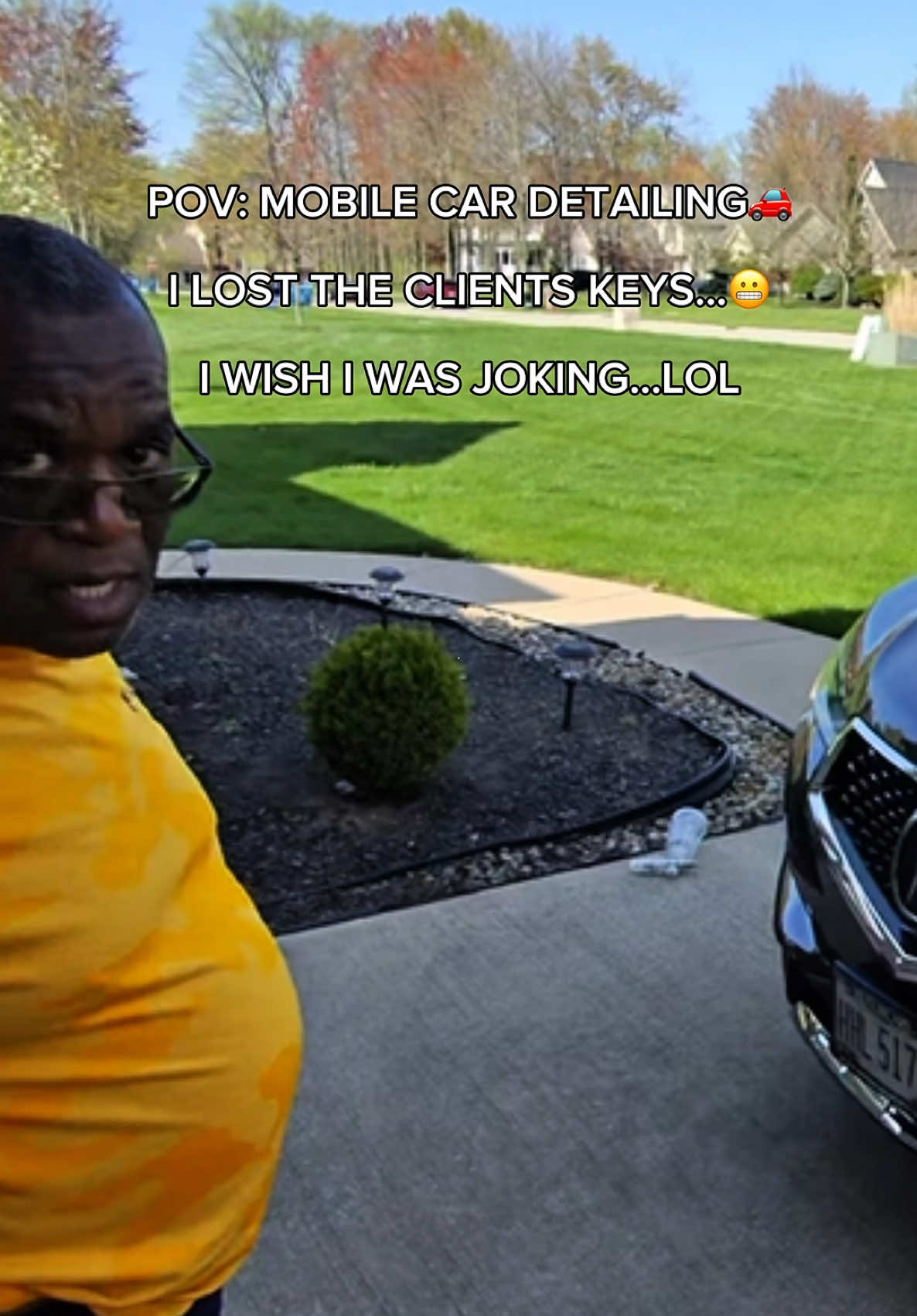A post by @atfcardetailing1 on TikTok caption: My POV as a mobile car detailer!🚗but this time I lost the clients keys 😭Wish I was joking 😭$500 mistake so if ya wanna stay and watch this for 60 seconds I’ll love ya😂🥲#cardetailing, #detailing, #satisfying, #cleaning, #asmr 