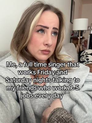 A post by @emilyesenn on TikTok caption: It’s serious business during the week in my living room #joke #funny #lipsync #trend #singer 