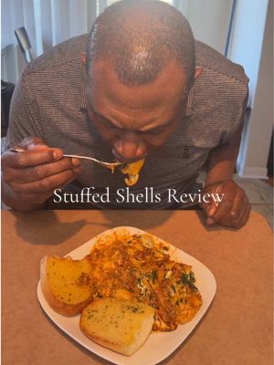 A post by @cookingwithflappa on TikTok caption: Stuffed Shell Food Review  Recipe: @cookingwithflappa  @Daddy Randall  #foodreview #stuffedshells 