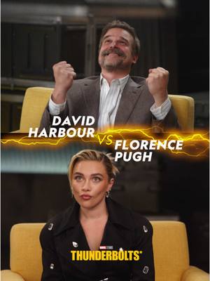 A post by @natgeo on TikTok caption: They may be Thunderbolts, but how much do David Harbour and Florence Pugh really know about thunder and lightning? Let’s just say… they’re about to get shocked ⚡Don't miss Marvel Studios' #Thunderbolts*, only in theaters now.