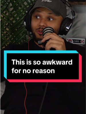 A post by @canivibewithyallpodcast on TikTok caption: Why is it so awkward 😂 @Caz @Chrismathis #fyp #podcast #foryou 