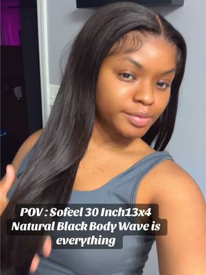 A post by @monniee7_steevie7 on TikTok caption: @Sofeelhair $99.99=  Sofeel 30 Inch13x4 Natural Black Body Wave Lace Front Wigs Human Hair #sofeelhair #sofeelwigs #amazonwigreview #bodywavewigs #blackwigs #fyp #wiginstall #wigtutorialvideo 
