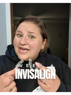 A post by @applesauceandadhd on TikTok caption: Week 4 of Invisalign and we’re officially in the they’re too comfy phase—aka time to switch trays. Last week’s swap HURT, so fingers crossed this one’s different. If you’re doing Invisalign too, this is the video you need. I’m sharing the must-haves that are actually helping me survive this plastic prison. From pain relief to keeping them clean—don’t skip these tips. #InvisalignJourney #InvisalignTips #Week4Update #ClearBraces #InvisalignMustHaves #TeethStraightening #InvisalignPain #TraySwitchDay #InvisalignStruggles #SmileGoals #AdultBraces #InvisalignUpdate #InvisibleBraces #BracesLife #InvisalignLife