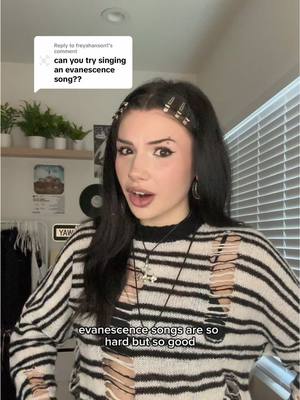 A post by @baileyspinn on TikTok caption: Replying to @freyahanson1 how did i do?? #evanescence #musician #cover 