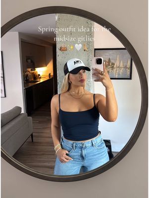 A post by @samanthaalfred on TikTok caption: Spring outfit ideas for the midsize girlies👜✨🤍👢#midsizefashion #midsizetiktok #midsizestyleinspo #styleinspo #outfitideas #springfashion #ootd 