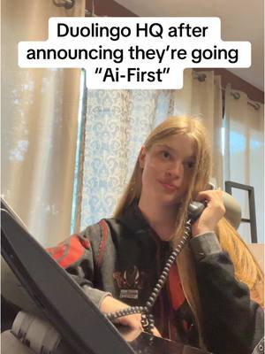A post by @vivllainous on TikTok caption: On a serious note, it is really disheartening to see an app that I’ve historically used and loved switch to AI like this🙃🙃 #duolingo #fyp #didnotturn19inpoland