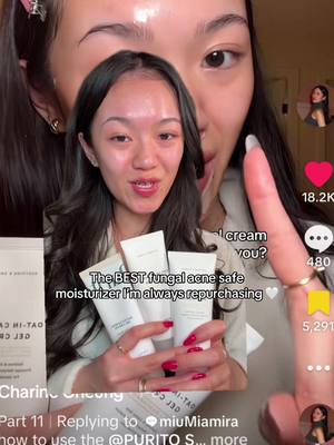 A post by @charinecheungg on TikTok caption: my favourite FA safe moisturizer of all time!! 💋💋 thank you @PURITO SEOUL #puritopartner  #purito #fungalacnesafe #fungalacne #acnecream #koreanskincare #sensitiveskin #koreanmoisturizer #skintok#greenscreen 