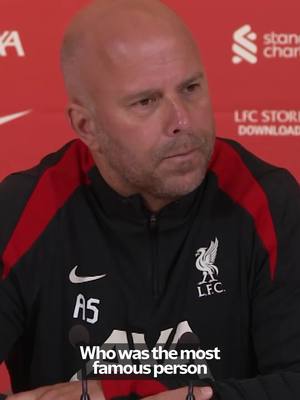 A post by @liverpoolfc on TikTok caption: Arne on the message he received from Jürgen after No.20 was secured 📲🏆 #ArneSlot #PremierLeague #LiverpoolFC