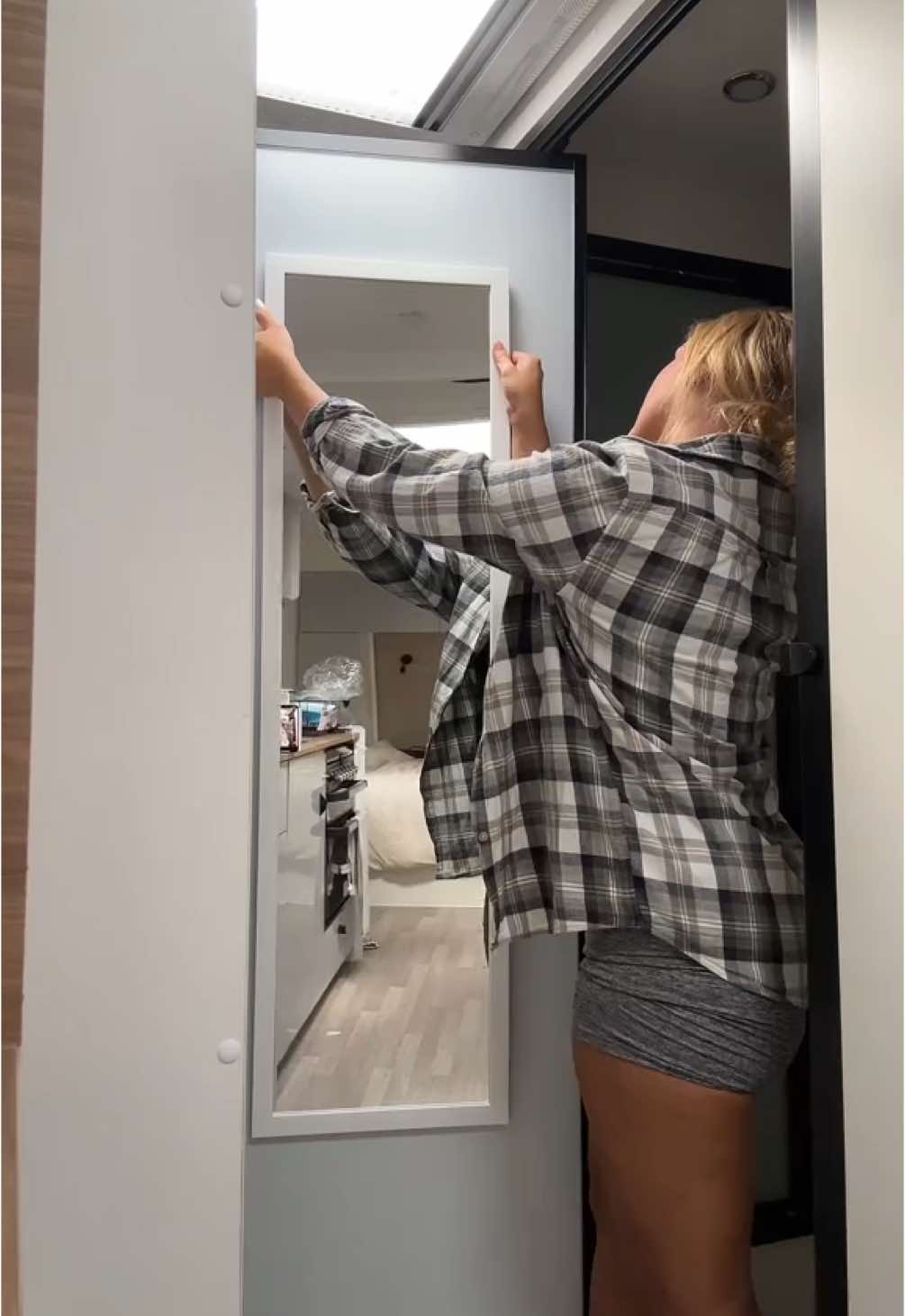 A post by @chloe_dillon on TikTok caption: There’s no way I just did that😭😭More content on my Instagram! @ chloedillon_official 🤍 #fail #mirror #caravan 