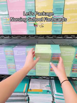 A post by @nurseinthemakingkristine on TikTok caption: Nursing school flashcards for EVERY core class! 🩺✨ What pack do you need for next semester!? 👇 #nursingschool #nursingnotes #pharmacology #medsurg #motherbaby #pediatrics #nclexprep #futurenurse #rn 